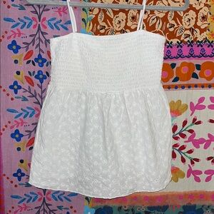 FADEDROSE Chic White Smocked Camisole Top